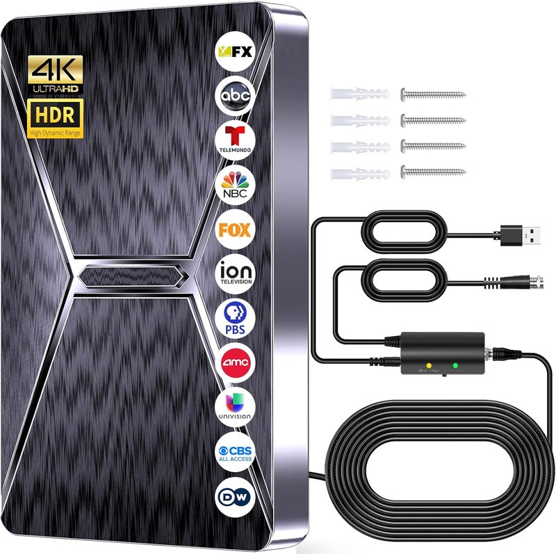 AXEVOI 2026 Upgraded Indoor TV Antenna, 3200+ Miles Range HD Digital Antenna for Smart TV, Strongest with Amplified Signal Booster Supports 4K 8K 1080p All TVs- 38FT Coaxial Cable for Local Channels - Image 1